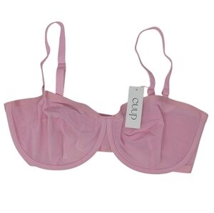 The Balconette Underwire Mesh Bra pink sheer Rose mesh